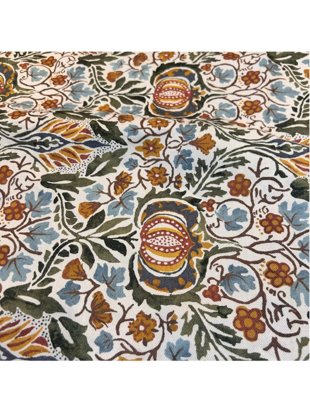 Williams Sonoma Morris & Co. Floral Tablecloth Green Cotton 70x108